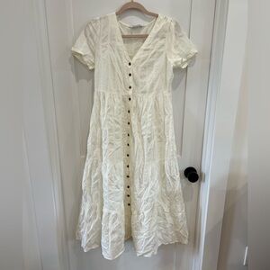 EUC Cream Swiss dot Sonoma button down dress